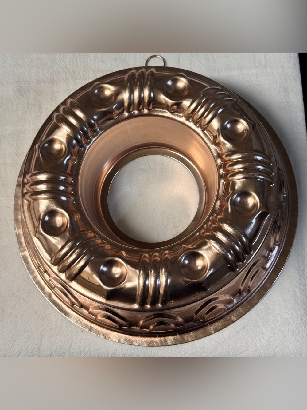60s Vintage Copper Coated Fluted Round Gelatin Mold Bundt Pan 3.5 Cups 7.5” D